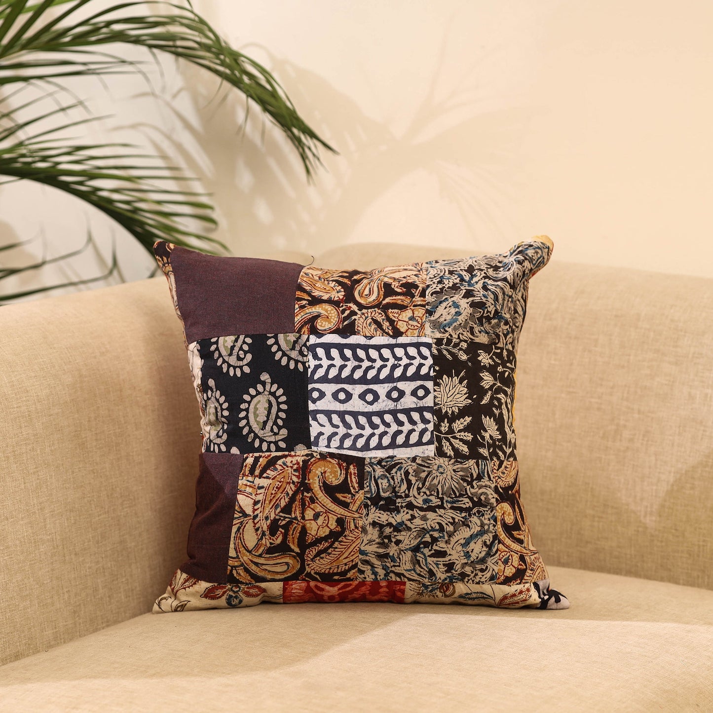 Buy Multicolor Handcrafted Cotton Patchwork Cushion Cover