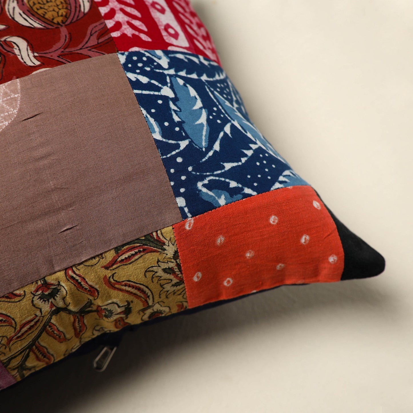 Multicolor - handcrafted cotton patchwork cushion cover 66