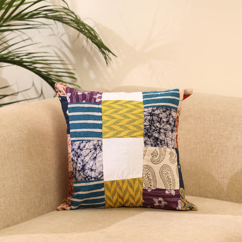 Buy Multicolor Handcrafted Cotton Patchwork Cushion Cover