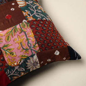 Multicolor Handcrafted Cotton Patchwork Cushion Cover
