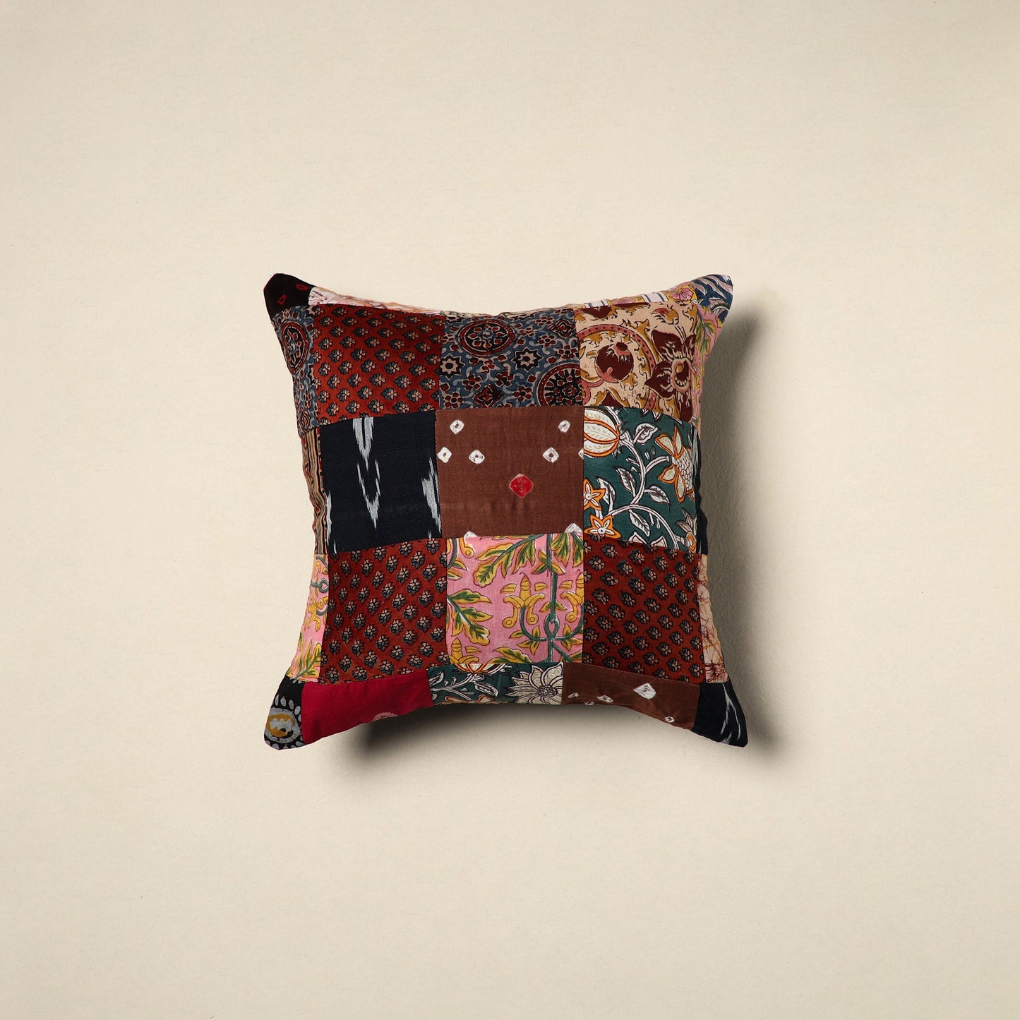 Multicolor Handcrafted Cotton Patchwork Cushion Cover