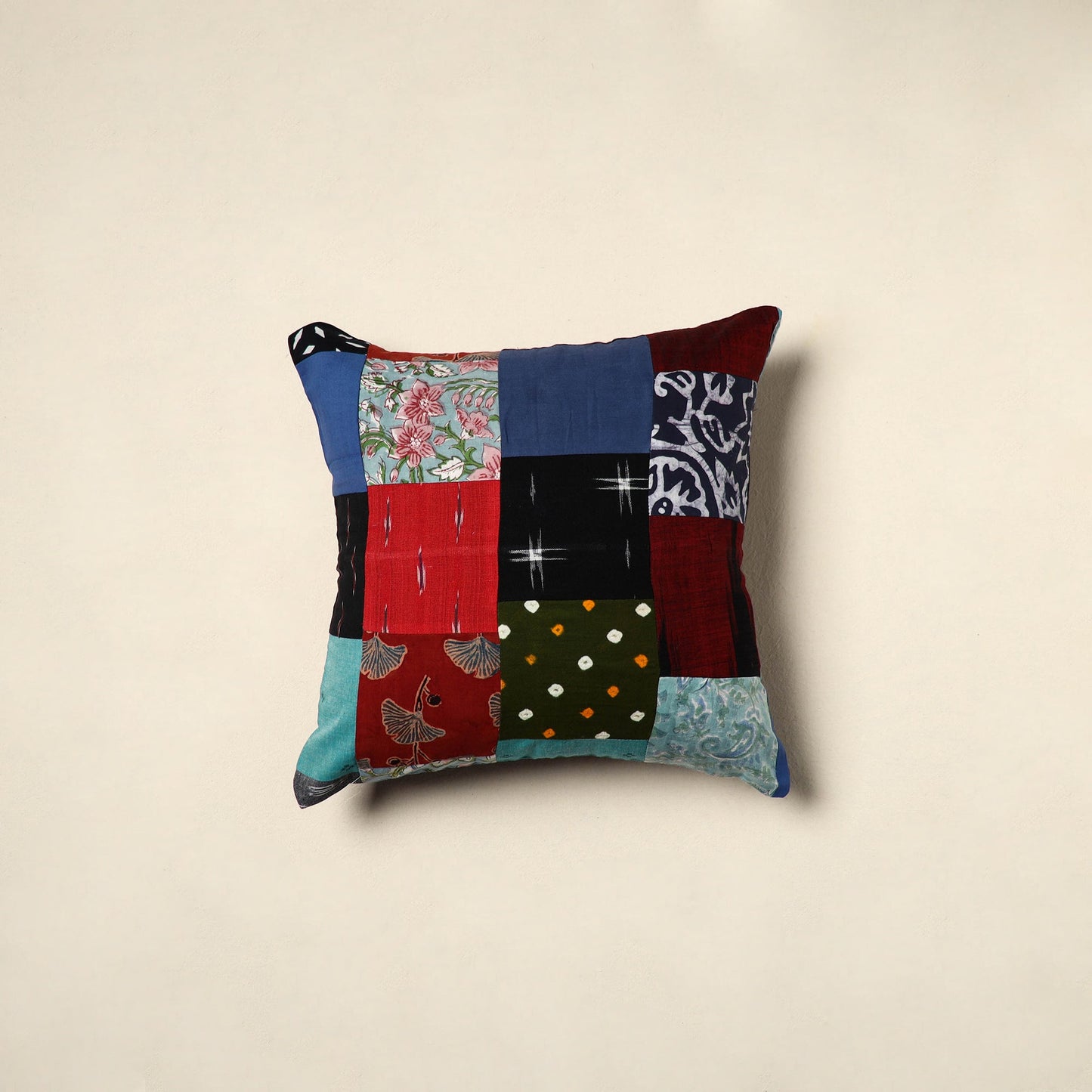 Multicolor - handcrafted cotton patchwork cushion cover 68