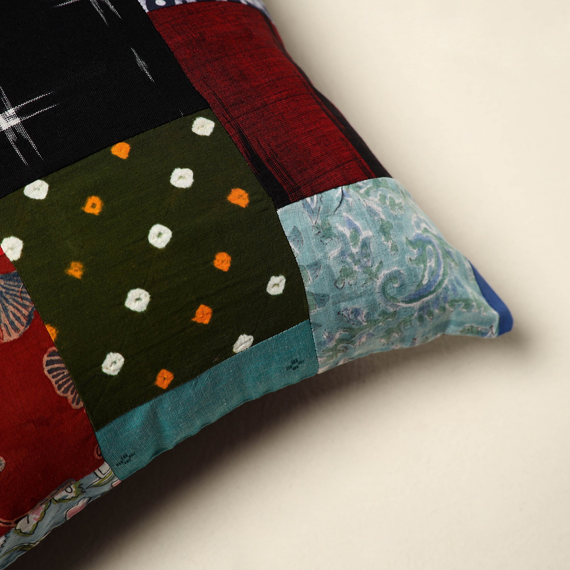 Multicolor - handcrafted cotton patchwork cushion cover 68
