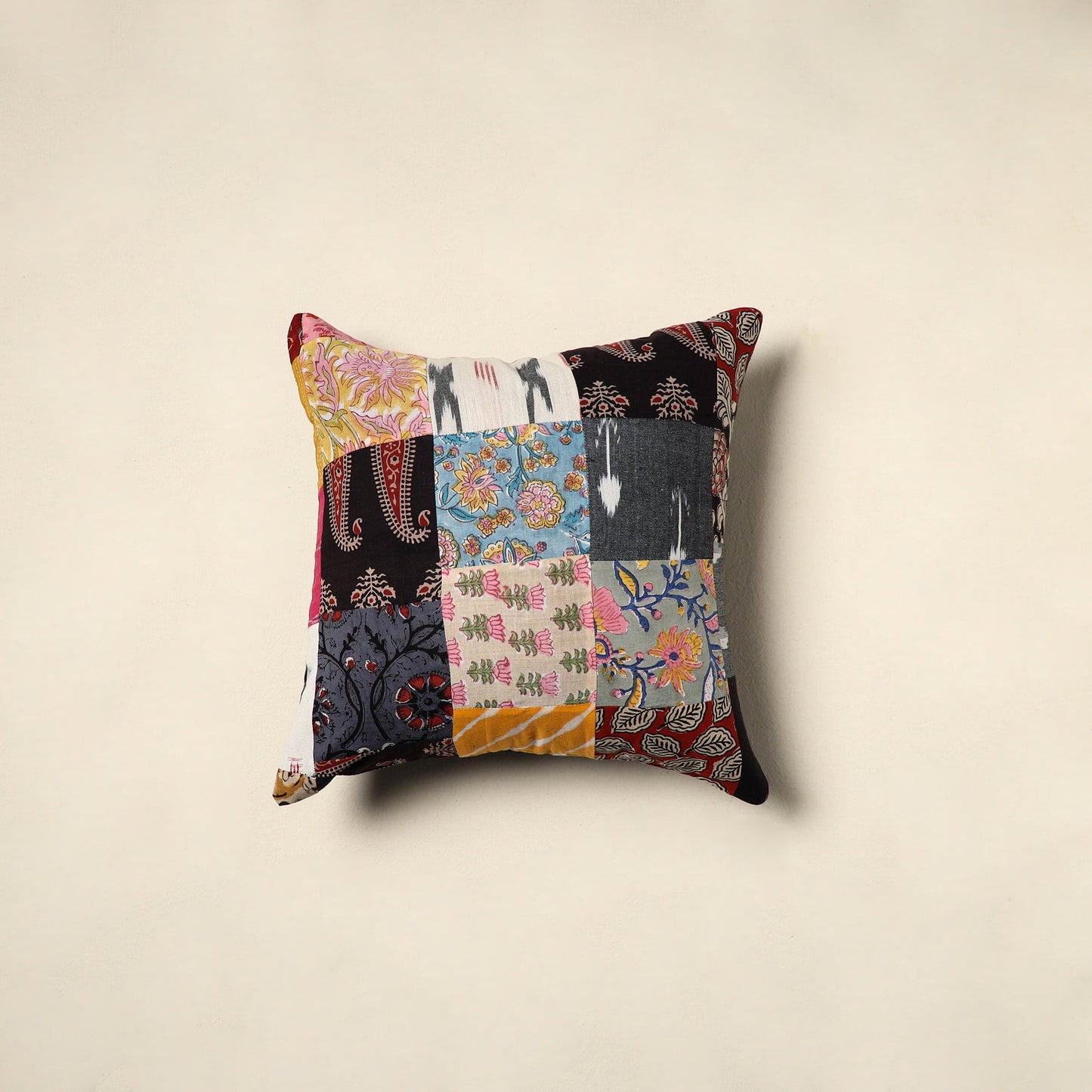 Multicolor Handcrafted Cotton Patchwork Cushion Cover