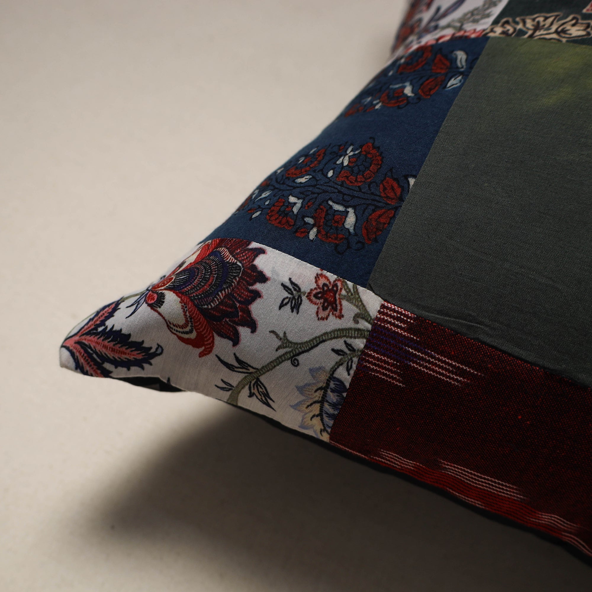 Multicolor - handcrafted cotton patchwork cushion cover 69