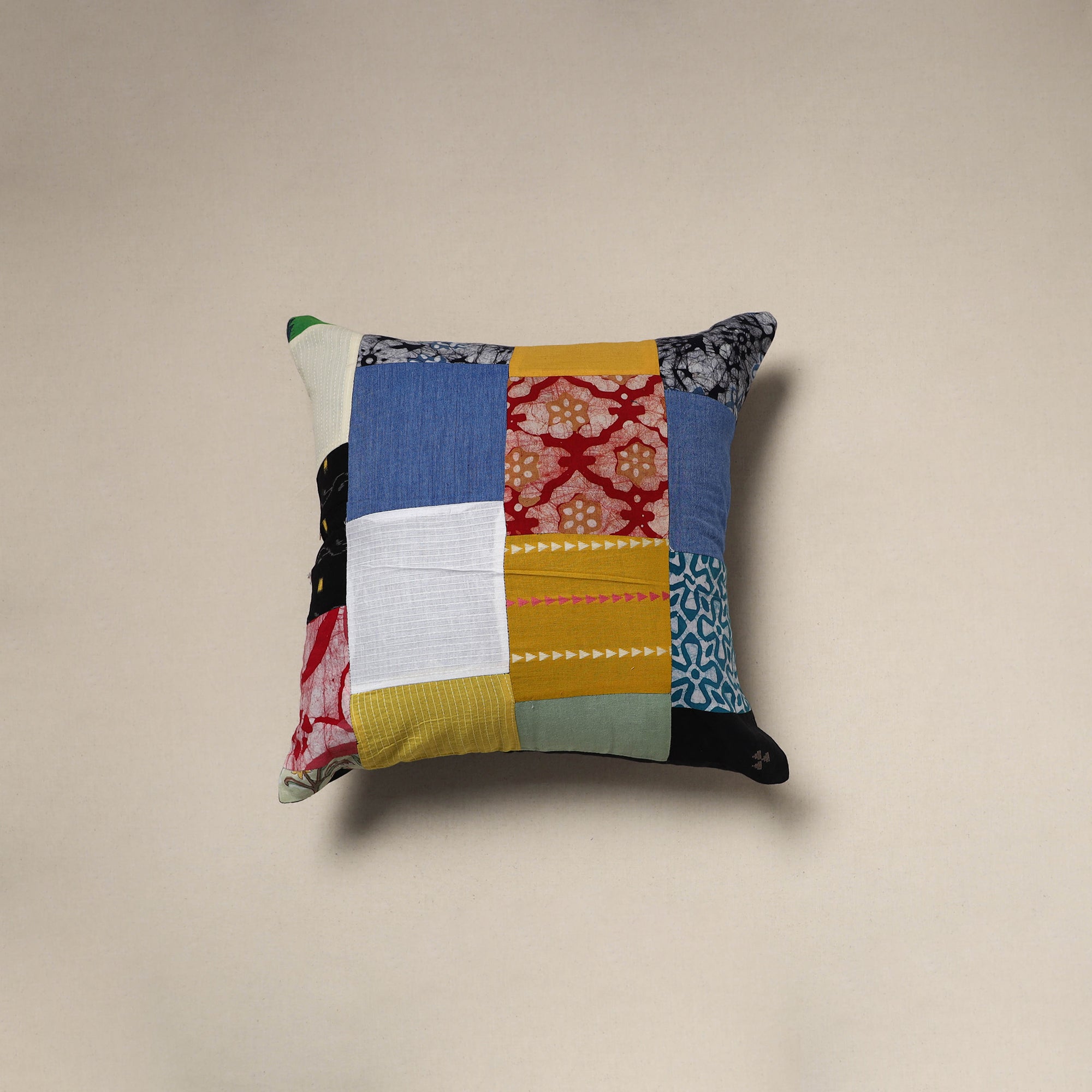 Multicolor - handcrafted cotton patchwork cushion cover 70