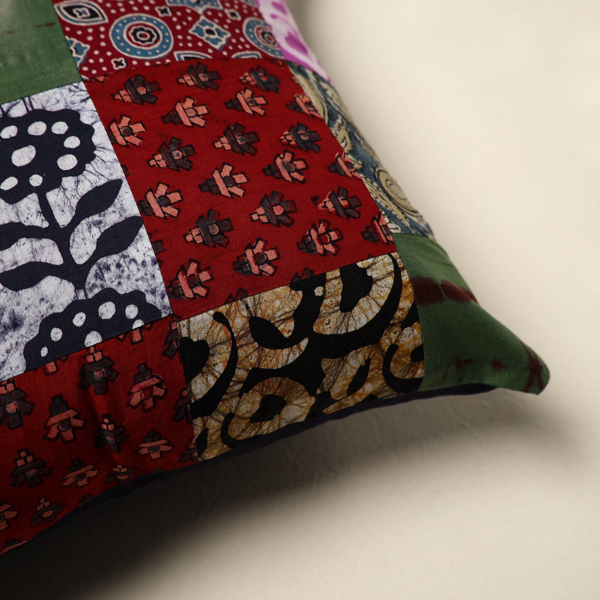 Multicolor - handcrafted cotton patchwork cushion cover 70