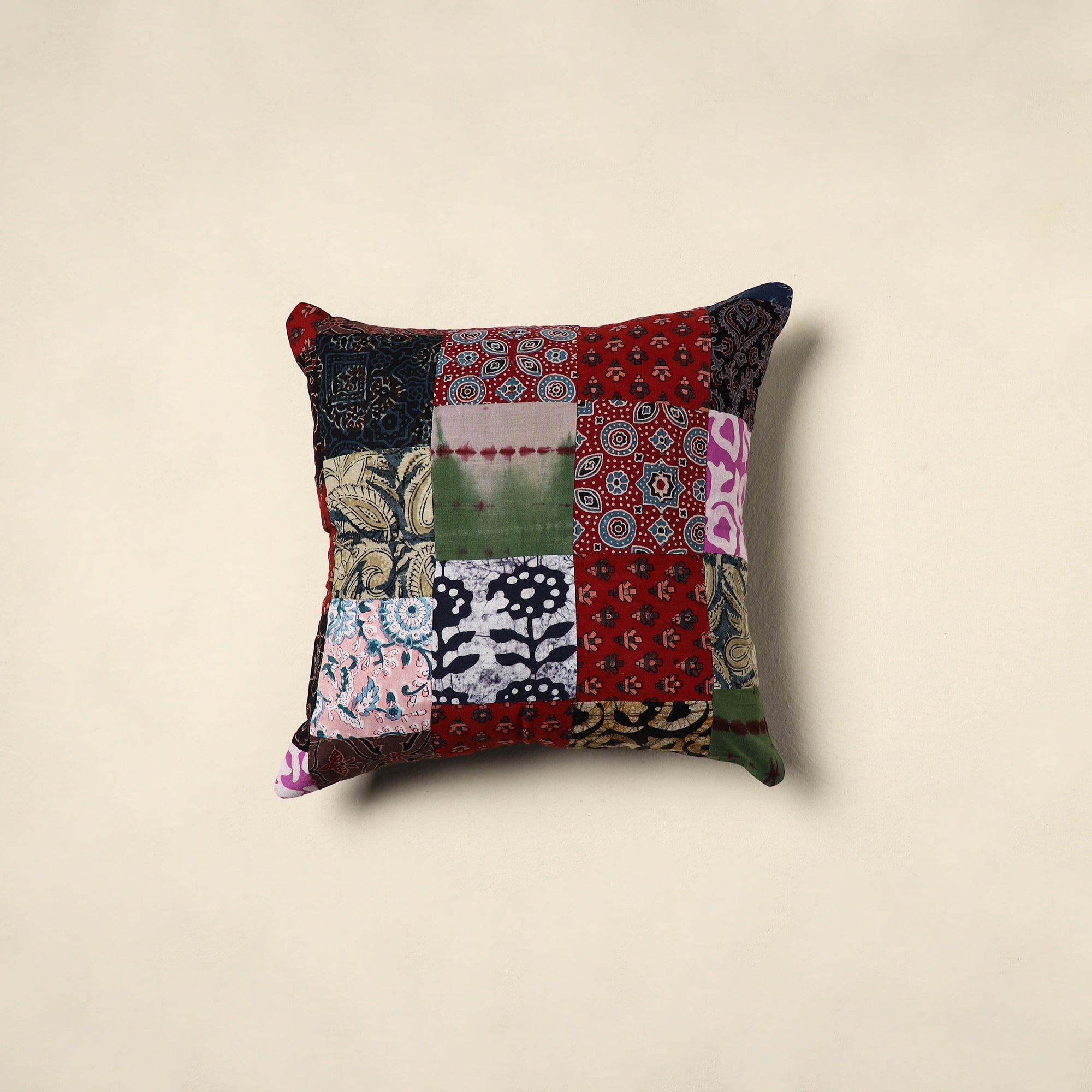 Multicolor - handcrafted cotton patchwork cushion cover 70