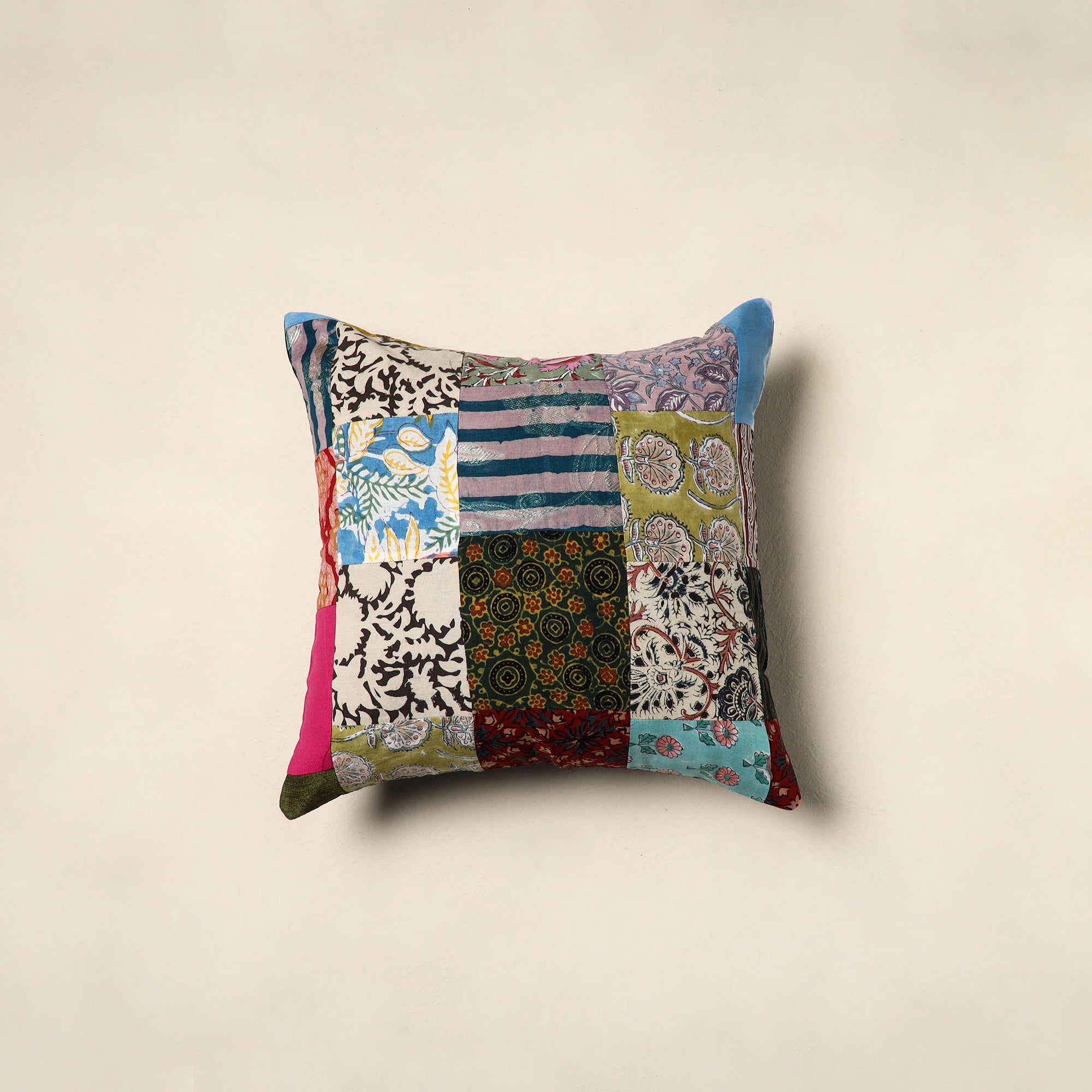 Multicolor - handcrafted cotton patchwork cushion cover 71
