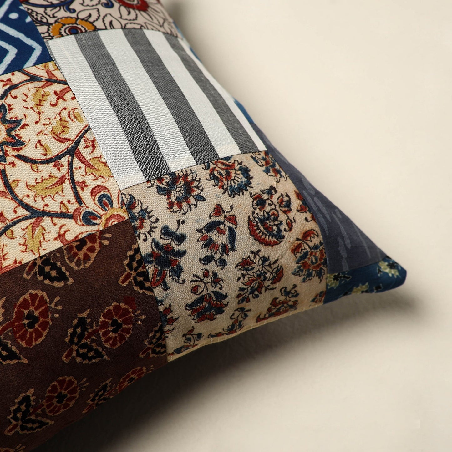 Multicolor Handcrafted Cotton Patchwork Cushion Cover