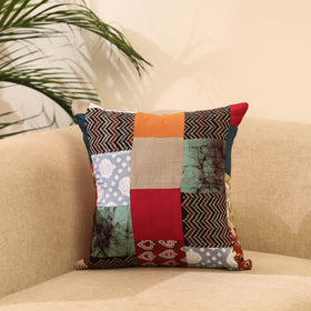 Buy Multicolor Handcrafted Cotton Patchwork Cushion Cover