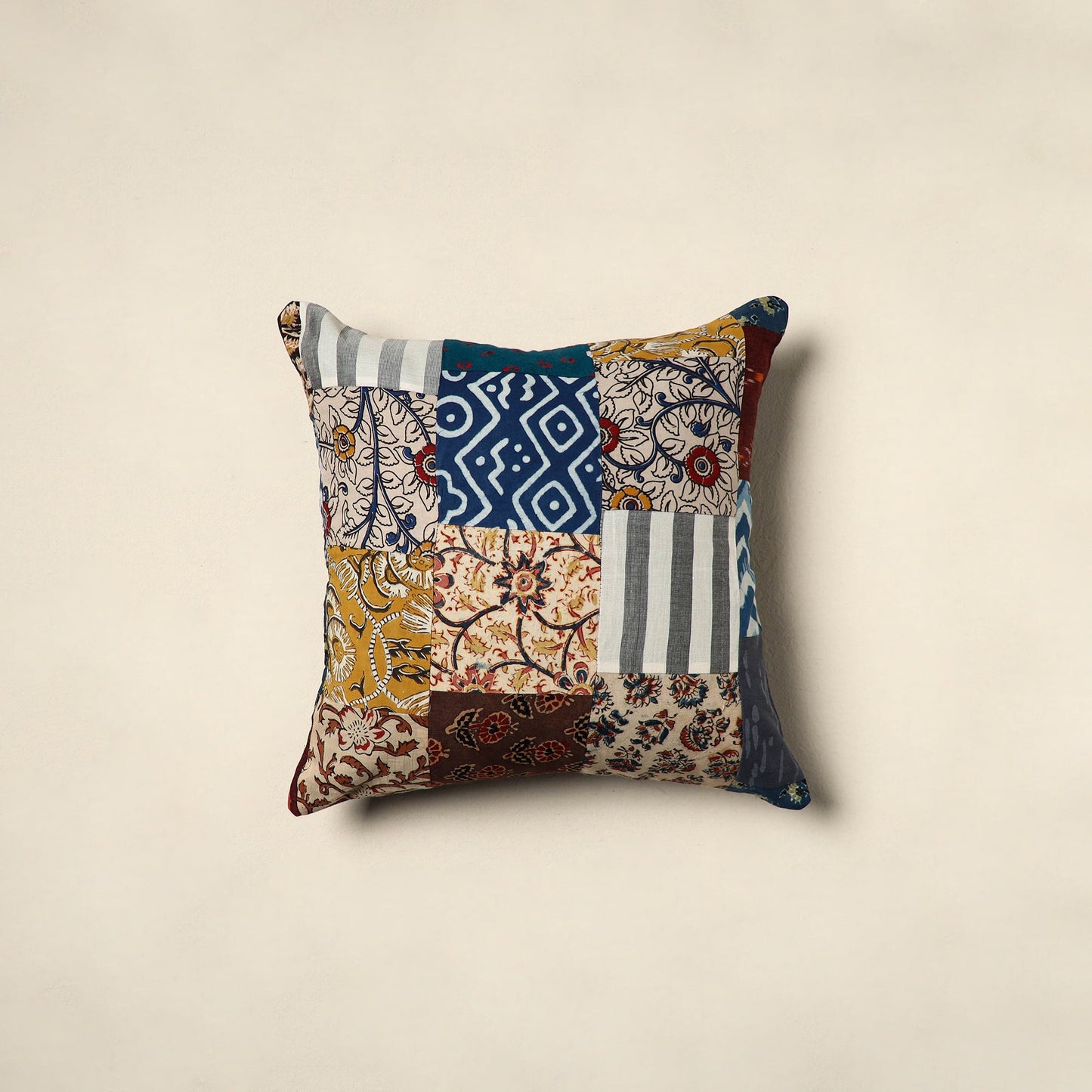 Multicolor Handcrafted Cotton Patchwork Cushion Cover