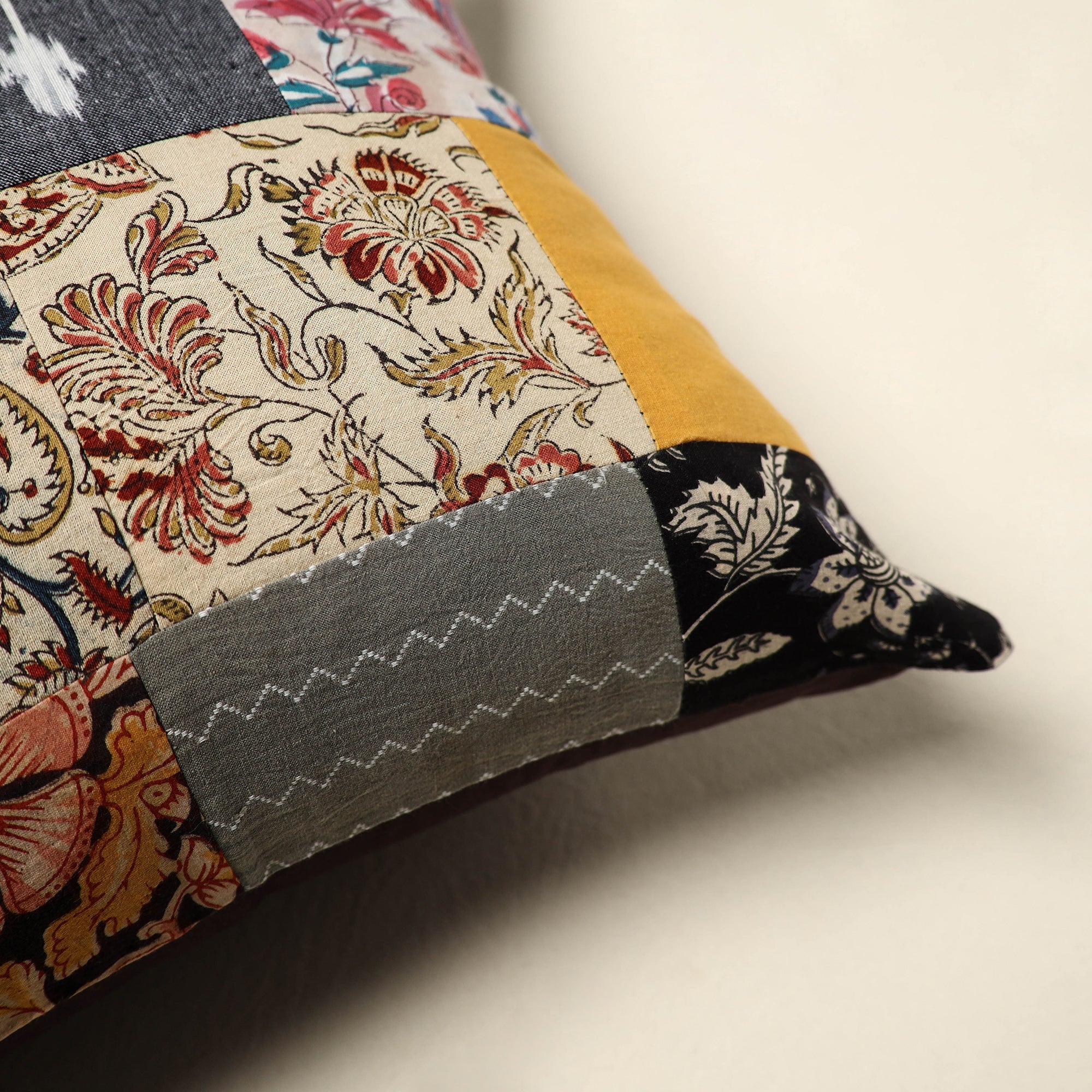 Multicolor - handcrafted cotton patchwork cushion cover 73