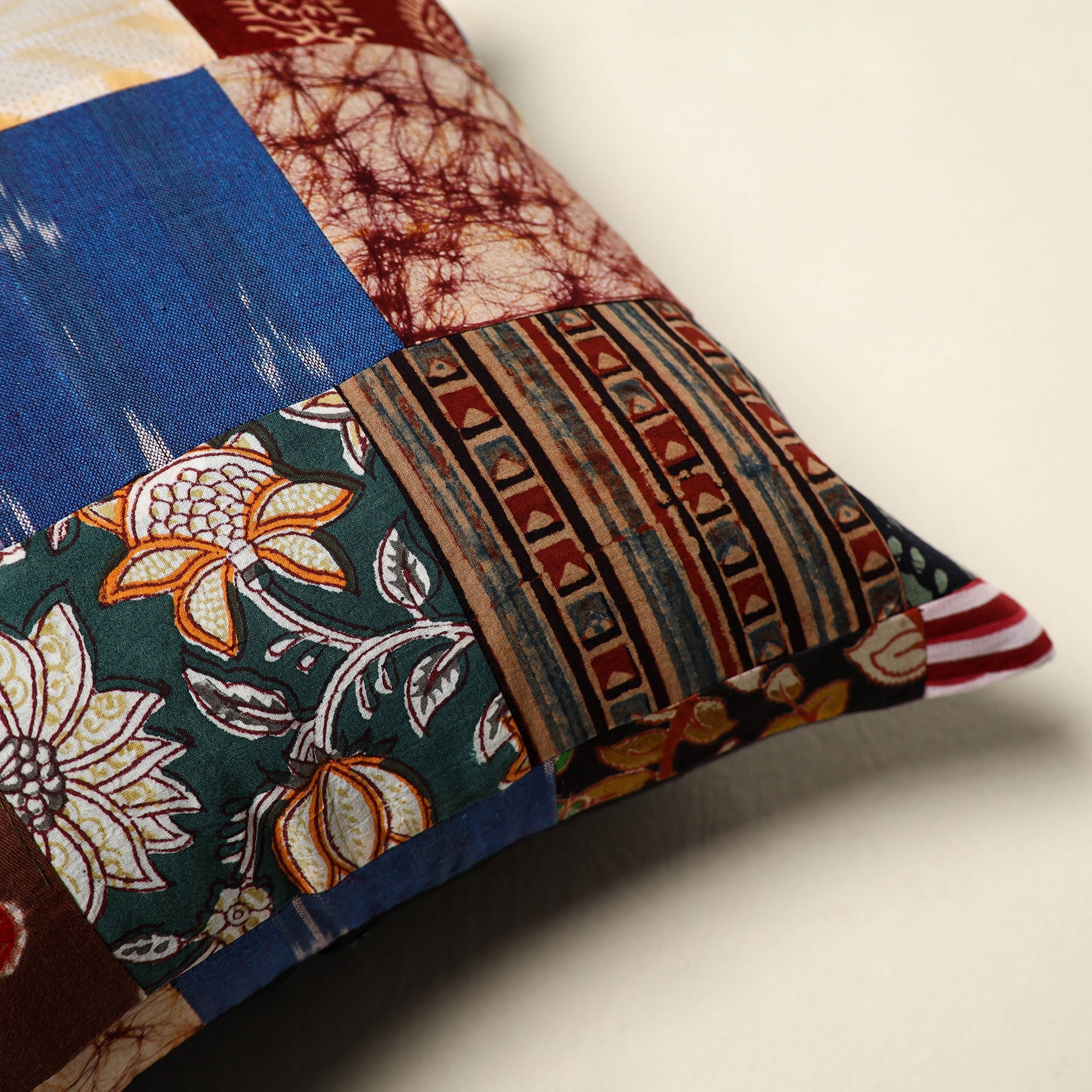 Multicolor - handcrafted cotton patchwork cushion cover 74