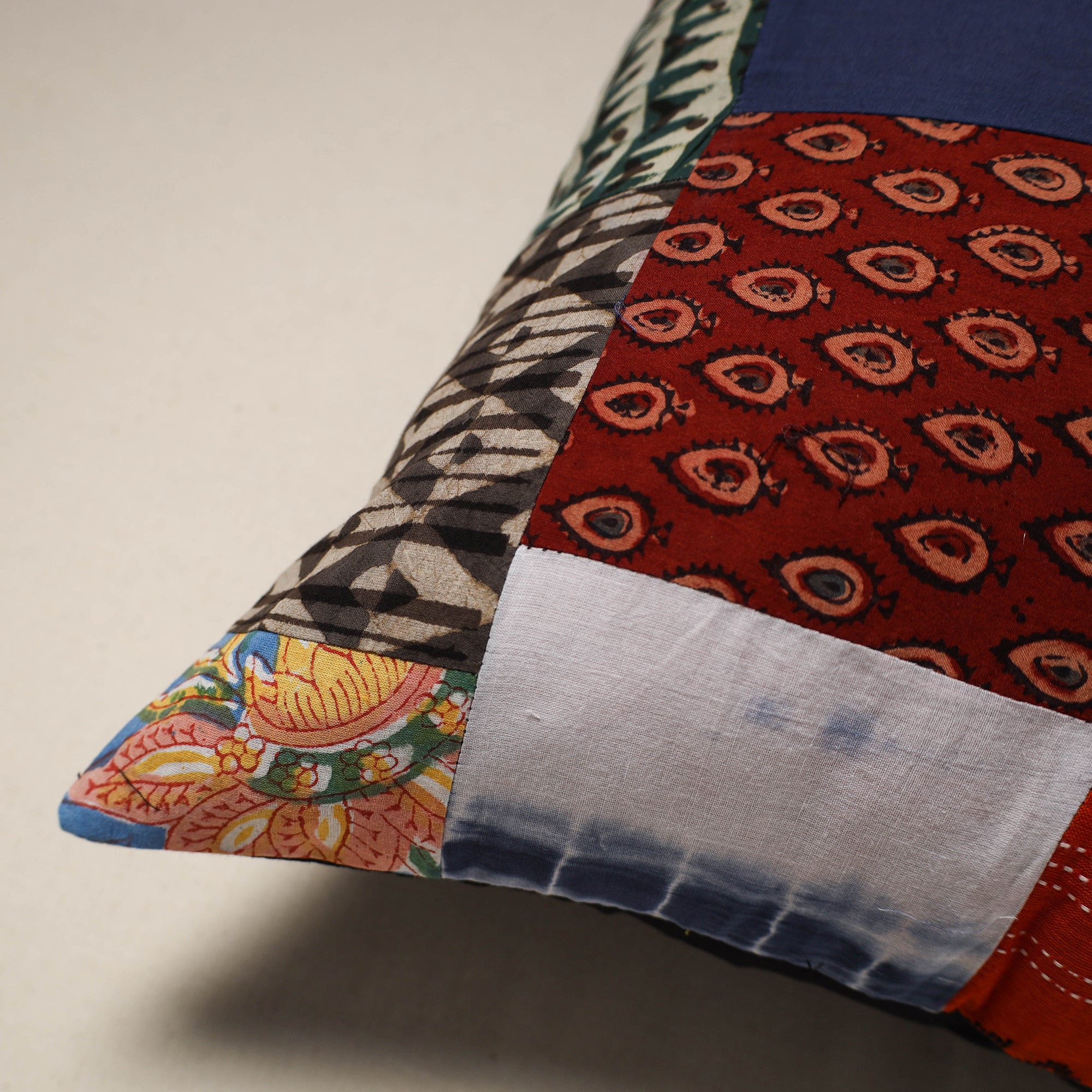 Handcrafted cotton patchwork cushion cover 74