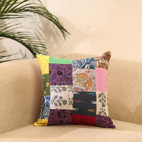Buy Multicolor Handcrafted Cotton Patchwork Cushion Cover