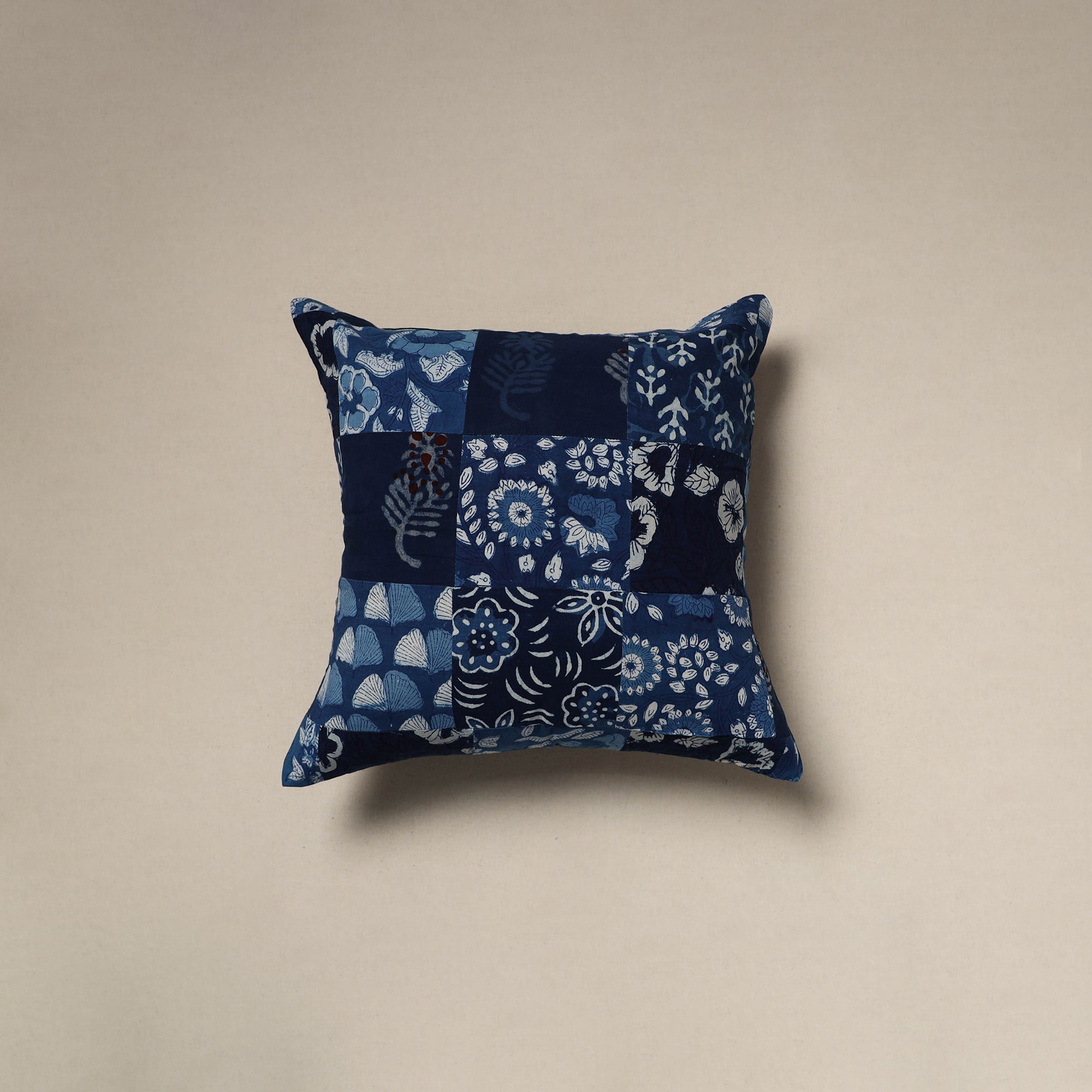 Multicolor - handcrafted cotton patchwork cushion cover 75