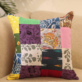Buy Multicolor Handcrafted Cotton Patchwork Cushion Cover