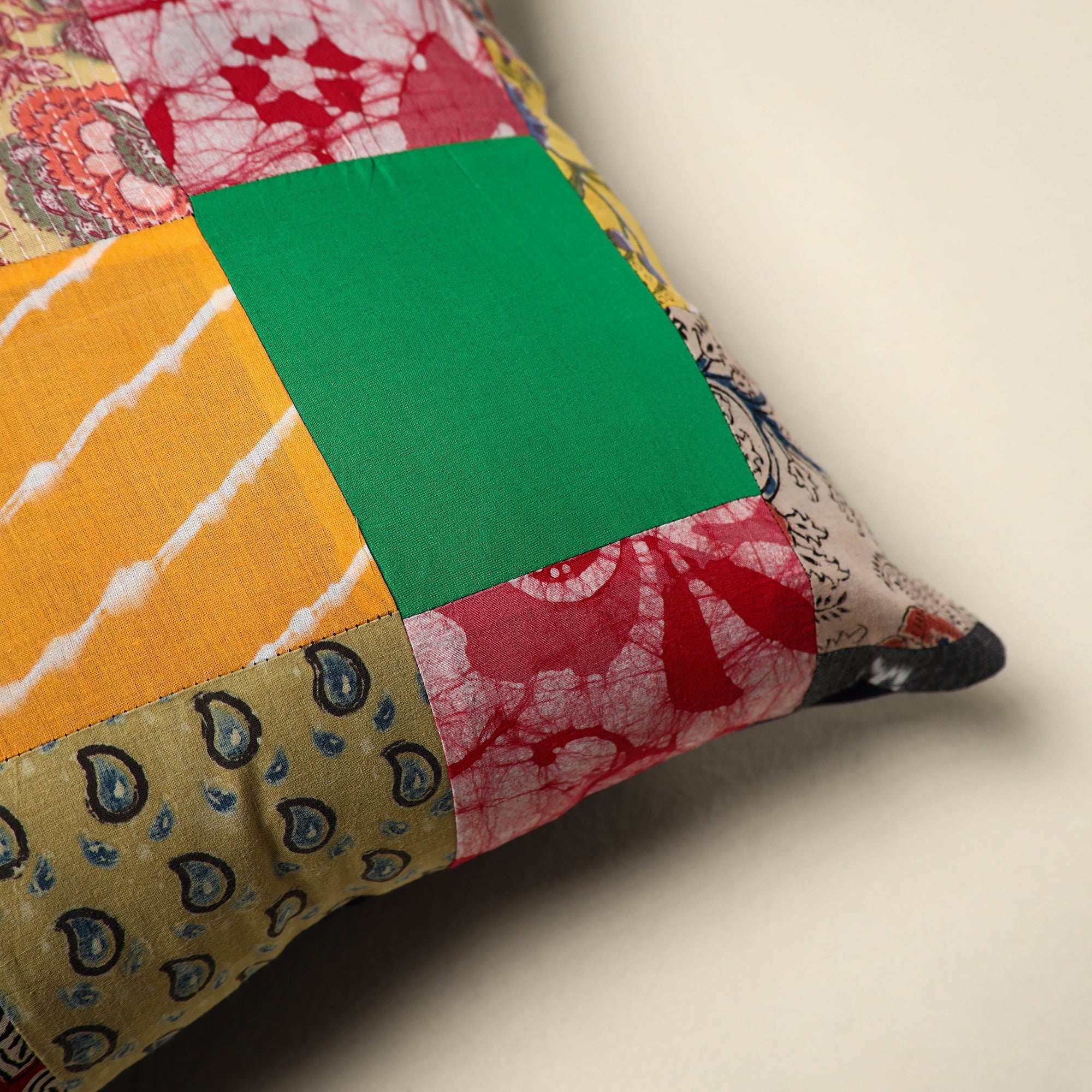 Multicolor Handcrafted Cotton Patchwork Cushion Cover