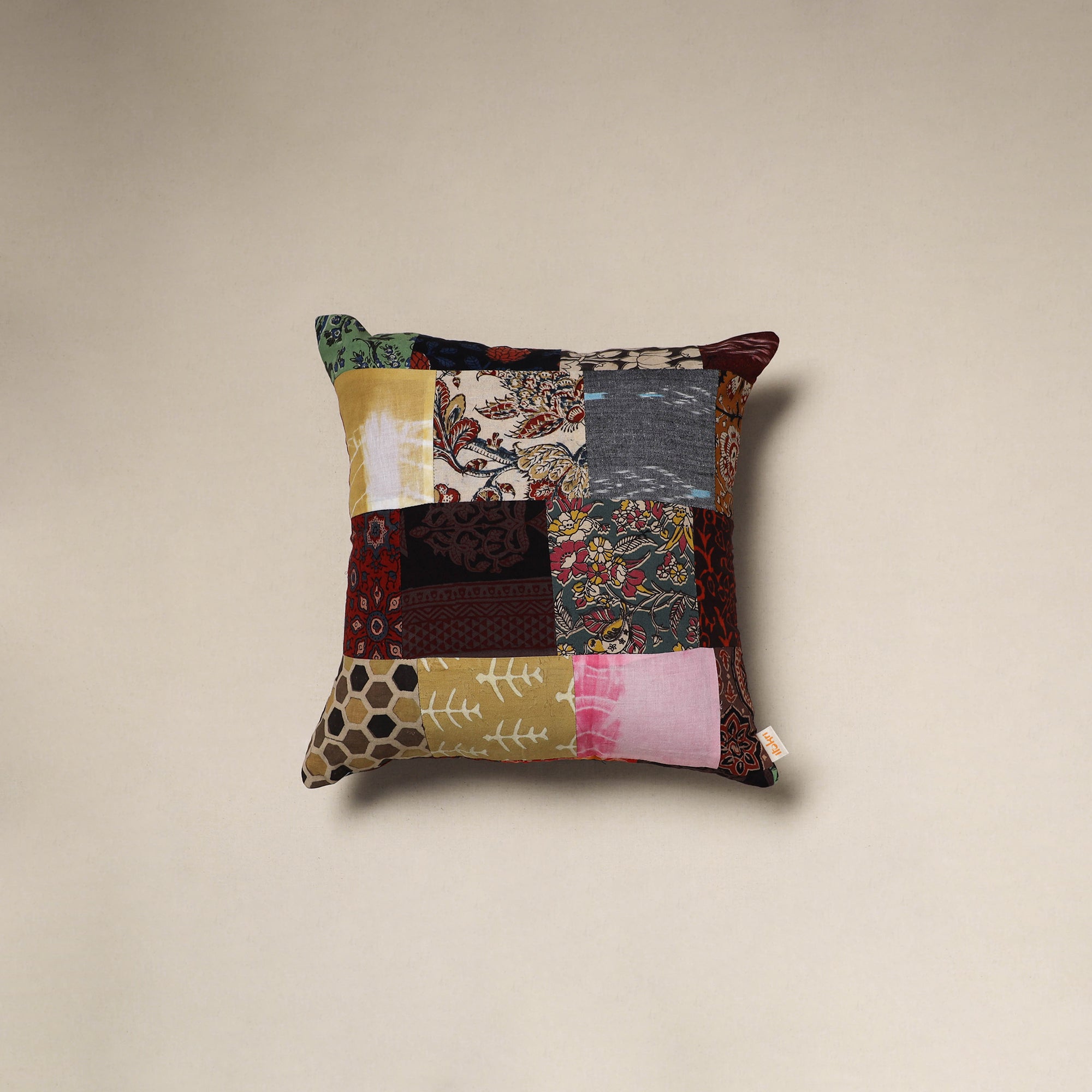 Handcrafted cotton patchwork cushion cover 76