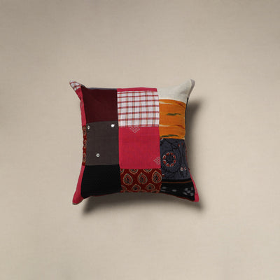 Multicolor - handcrafted cotton patchwork cushion cover 76