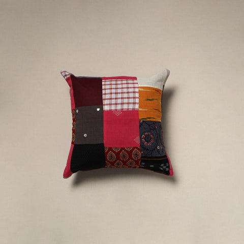 Multicolor - handcrafted cotton patchwork cushion cover 76