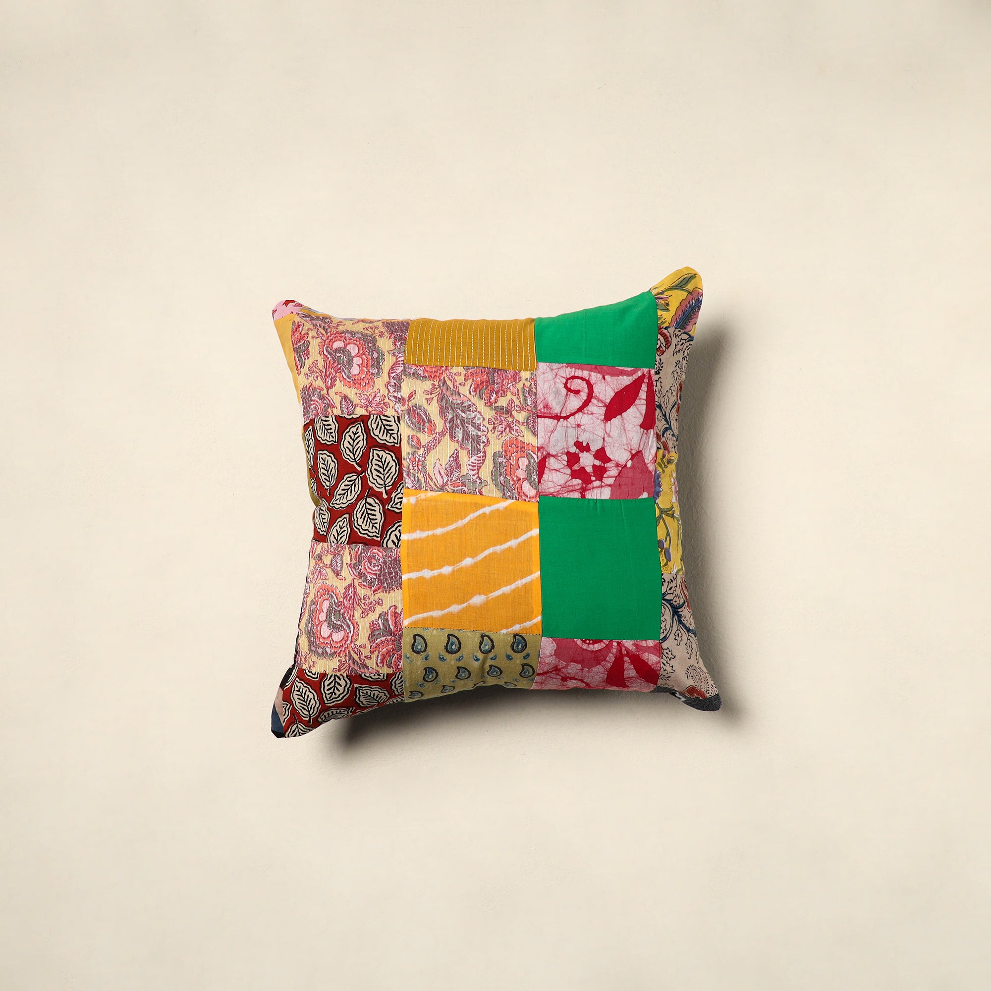 Multicolor Handcrafted Cotton Patchwork Cushion Cover