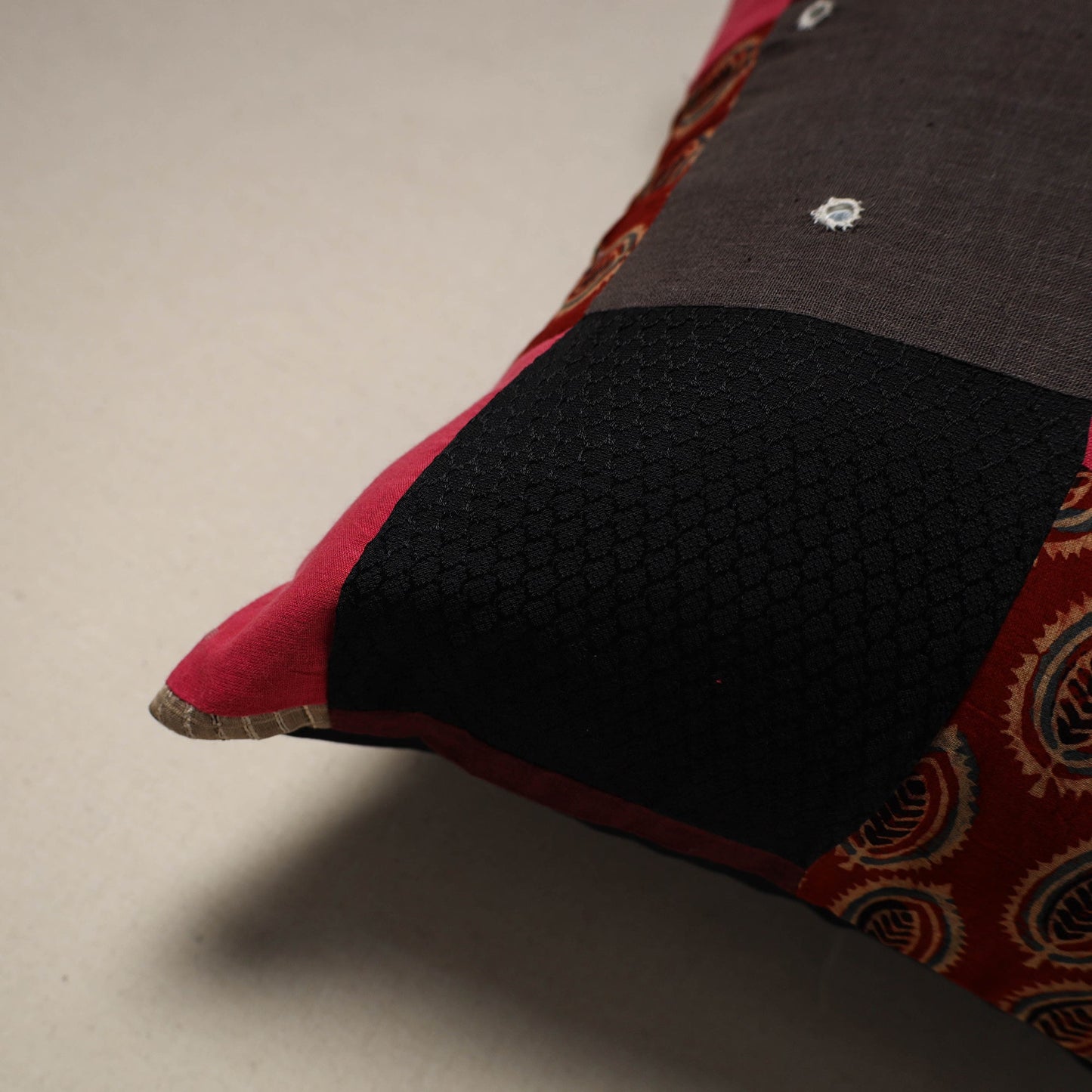 Multicolor - handcrafted cotton patchwork cushion cover 76