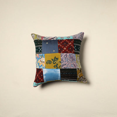 Multicolor Handcrafted Cotton Patchwork Cushion Cover