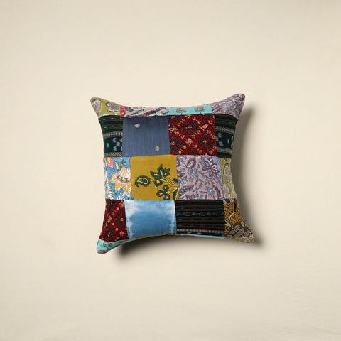 Multicolor Handcrafted Cotton Patchwork Cushion Cover