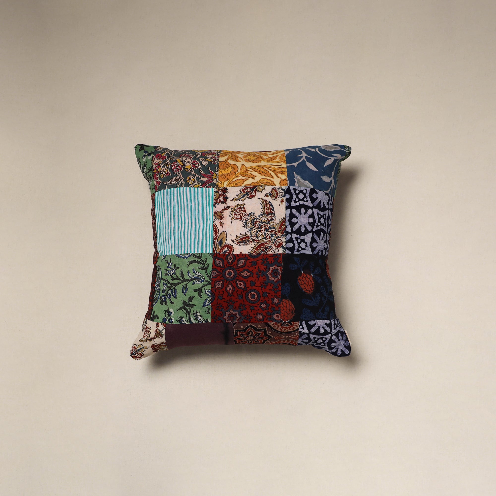 Handcrafted cotton patchwork cushion cover 77