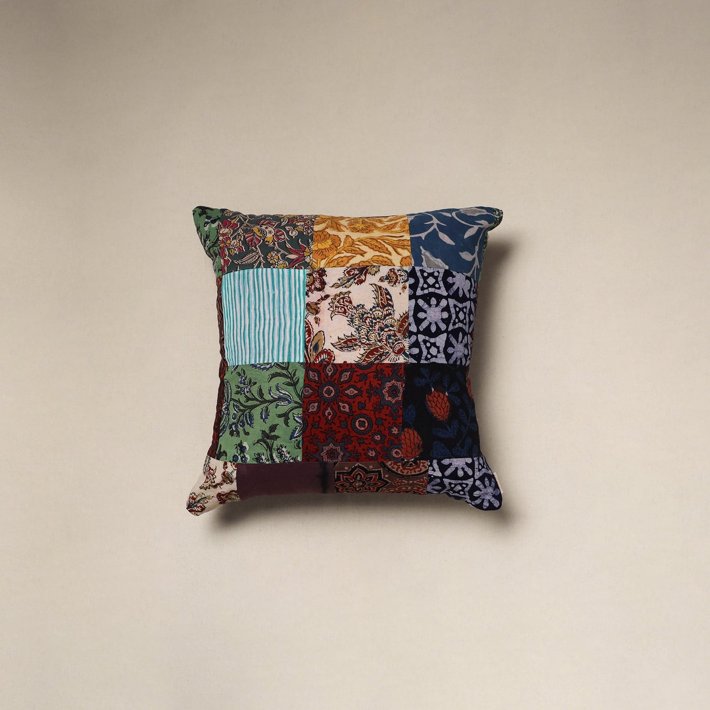 Handcrafted cotton patchwork cushion cover 77