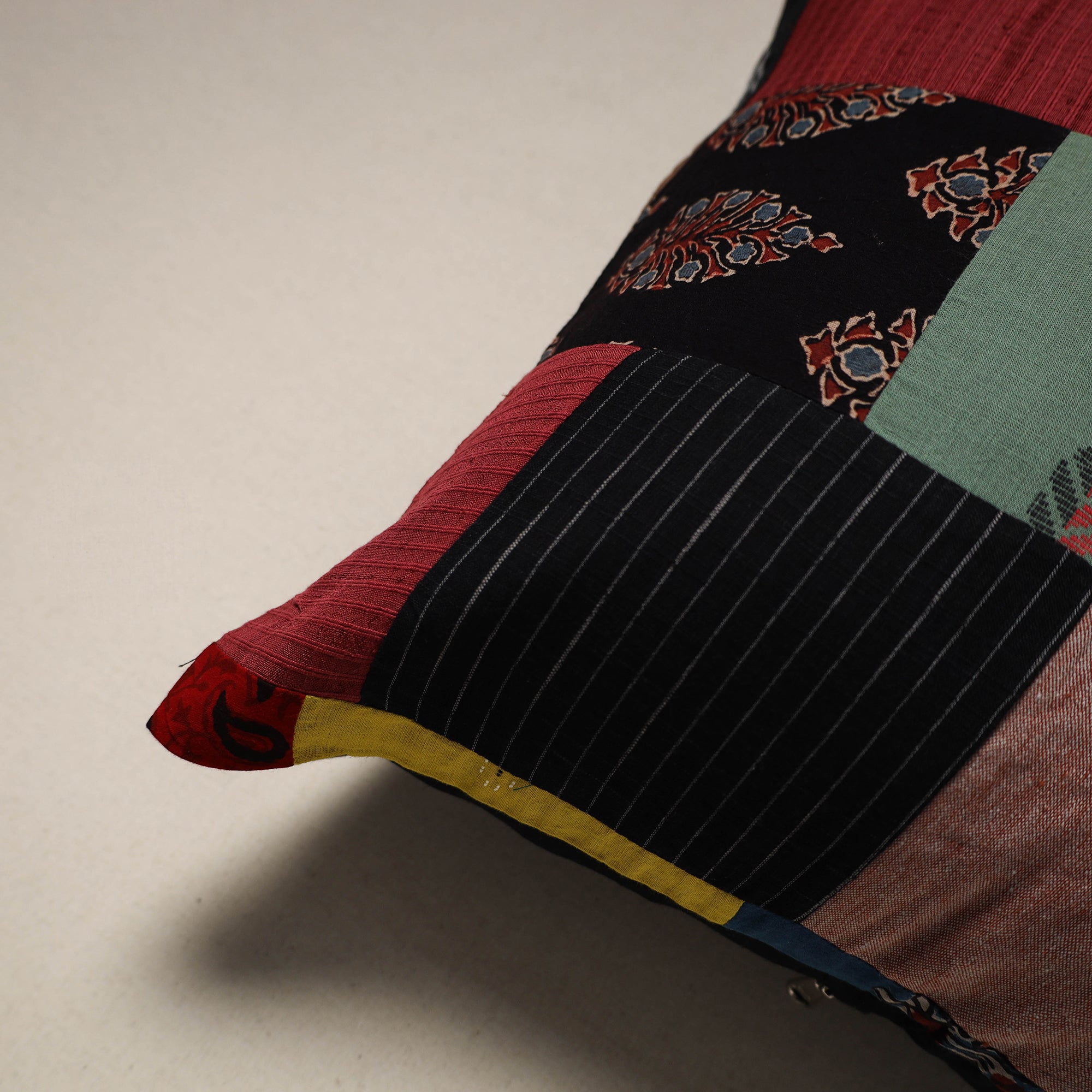 Multicolor - handcrafted cotton patchwork cushion cover 78