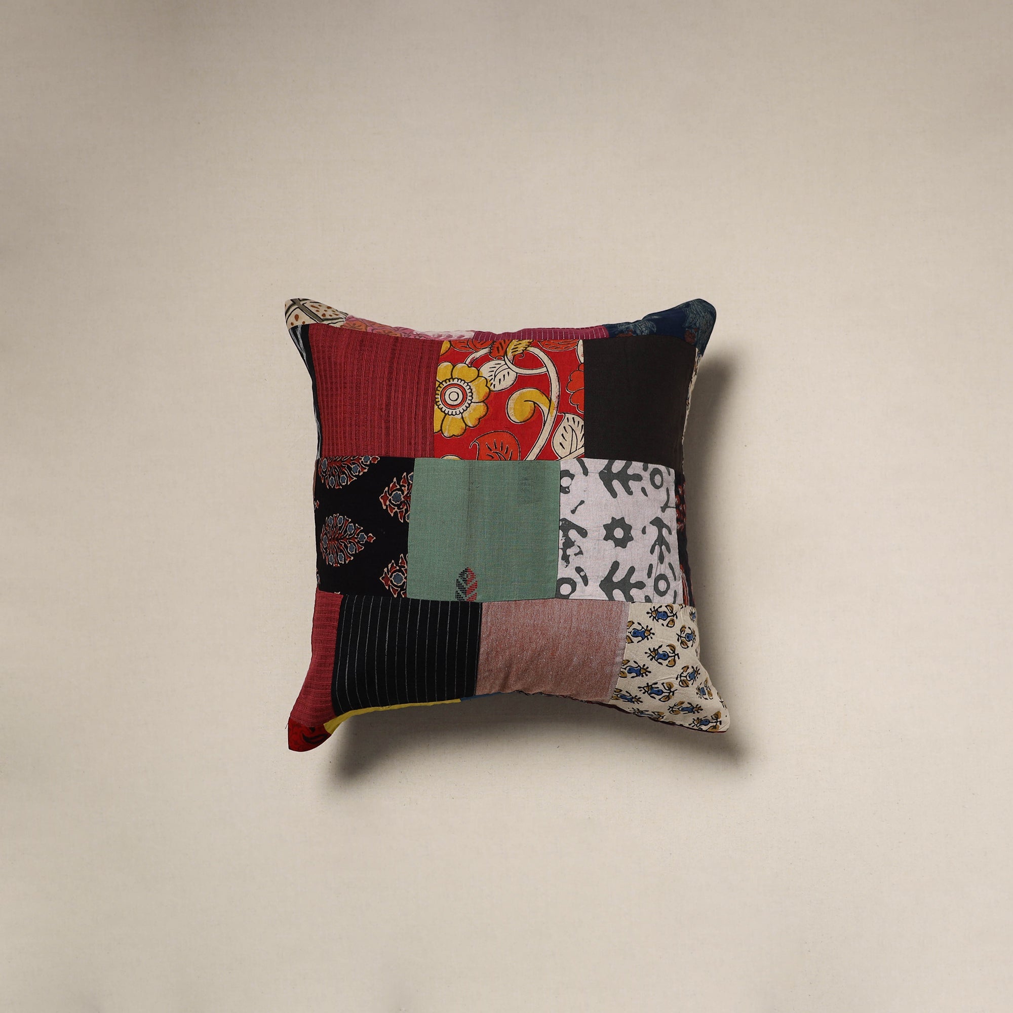 Multicolor - handcrafted cotton patchwork cushion cover 78