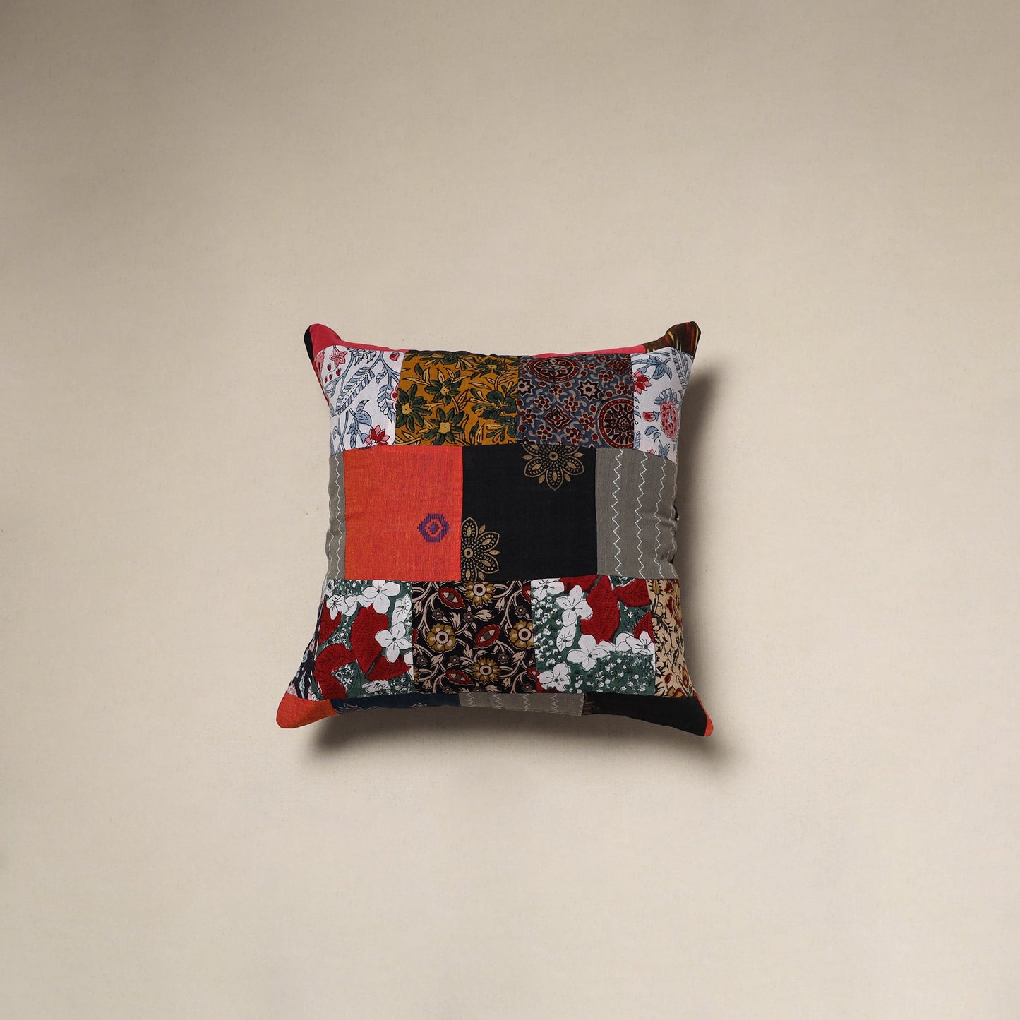 Handcrafted cotton patchwork cushion cover 79