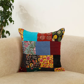 Multicolor - handcrafted cotton patchwork cushion cover 79
