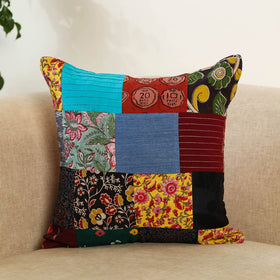 Multicolor - handcrafted cotton patchwork cushion cover 79