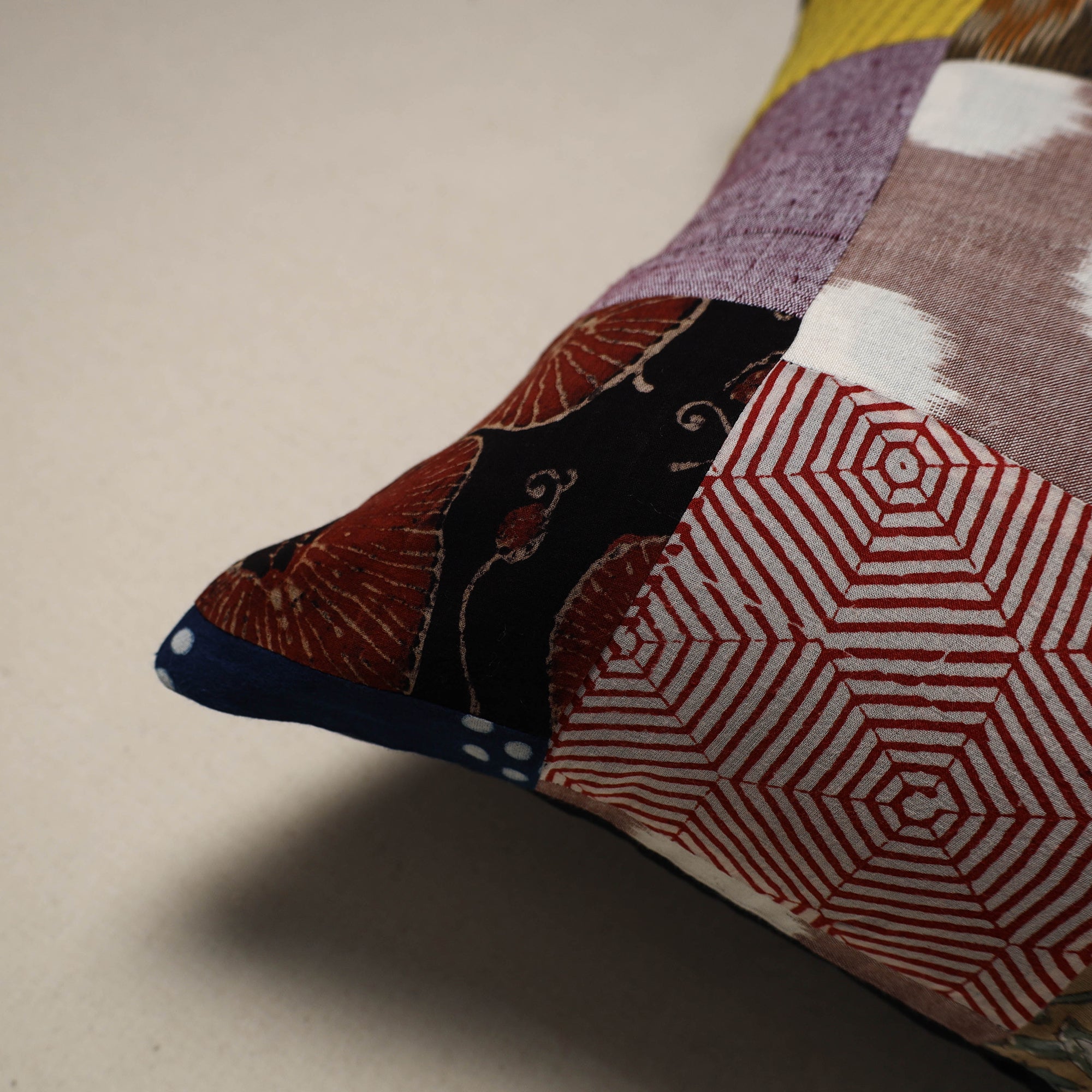 Multicolor - handcrafted cotton patchwork cushion cover 79