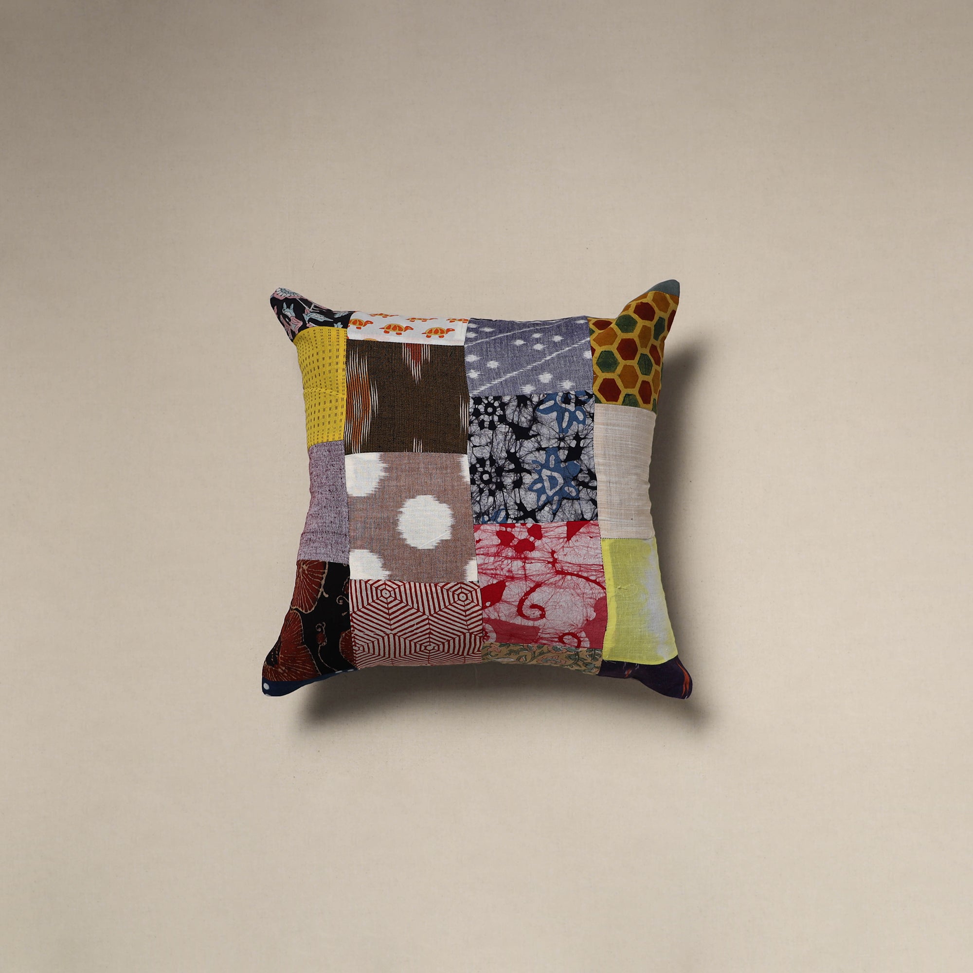 Multicolor - handcrafted cotton patchwork cushion cover 79
