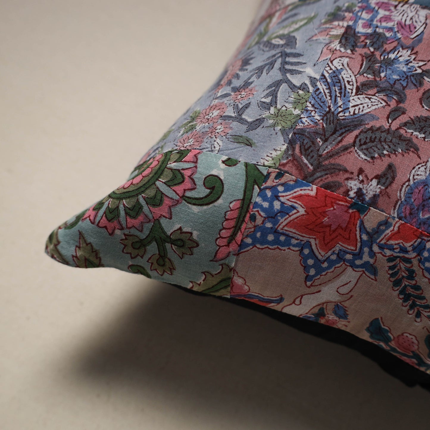 Multicolor - handcrafted cotton patchwork cushion cover 80