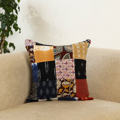  Multicolor Handcrafted Cotton Patchwork Cushion Cover