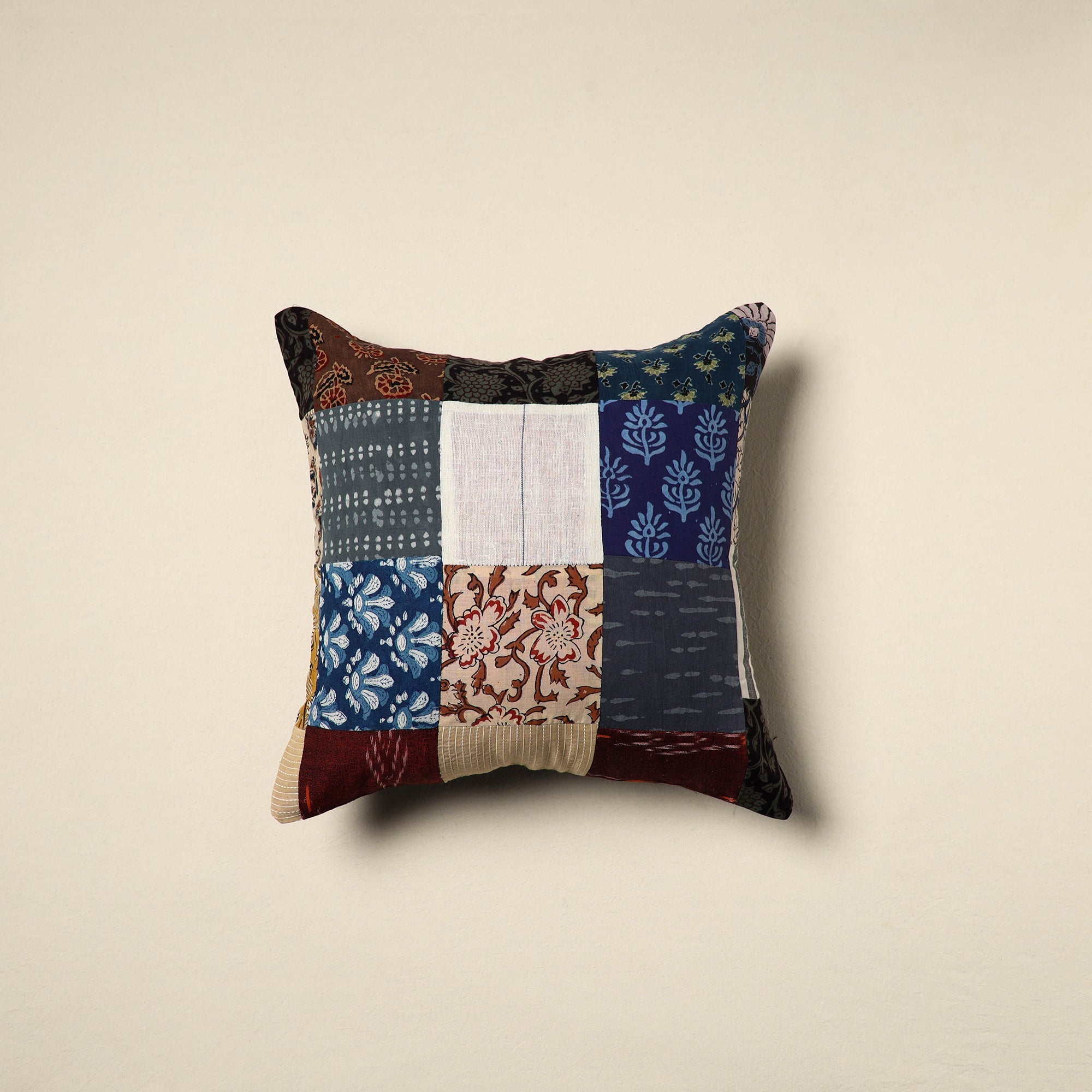 Multicolor Handcrafted Cotton Patchwork Cushion Cover