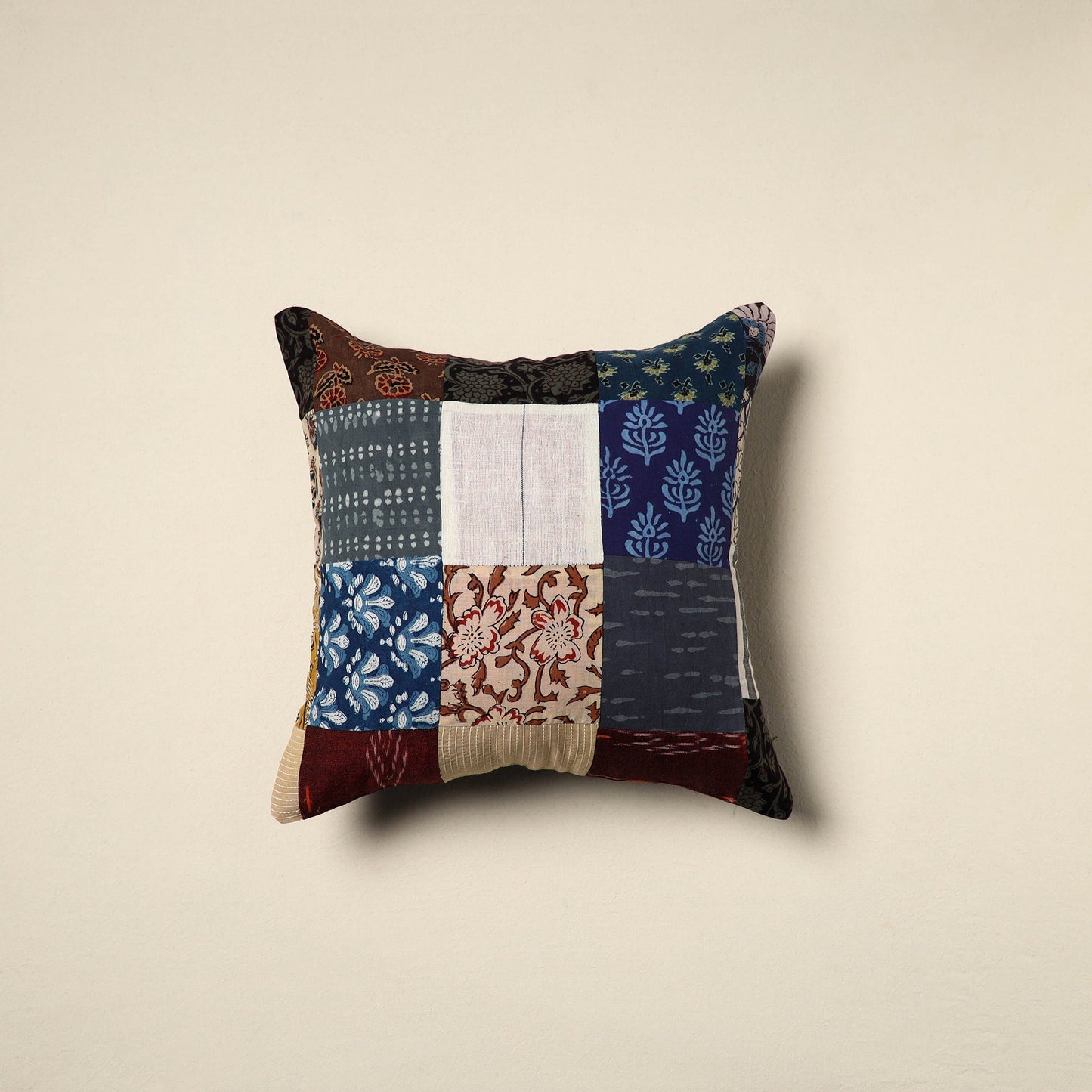 Multicolor Handcrafted Cotton Patchwork Cushion Cover