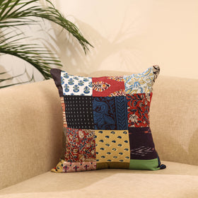 Buy Multicolor Handcrafted Cotton Patchwork Cushion Cover