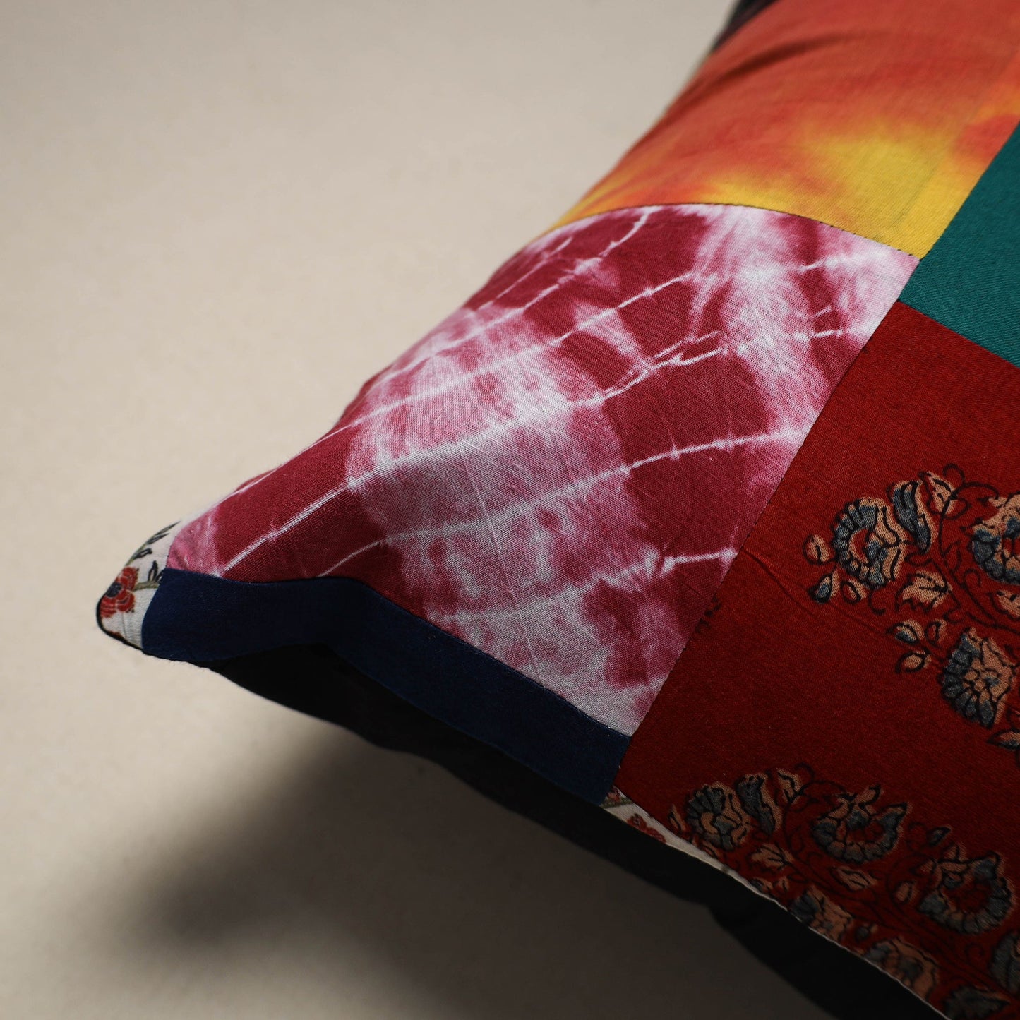 Multicolor - handcrafted cotton patchwork cushion cover 81