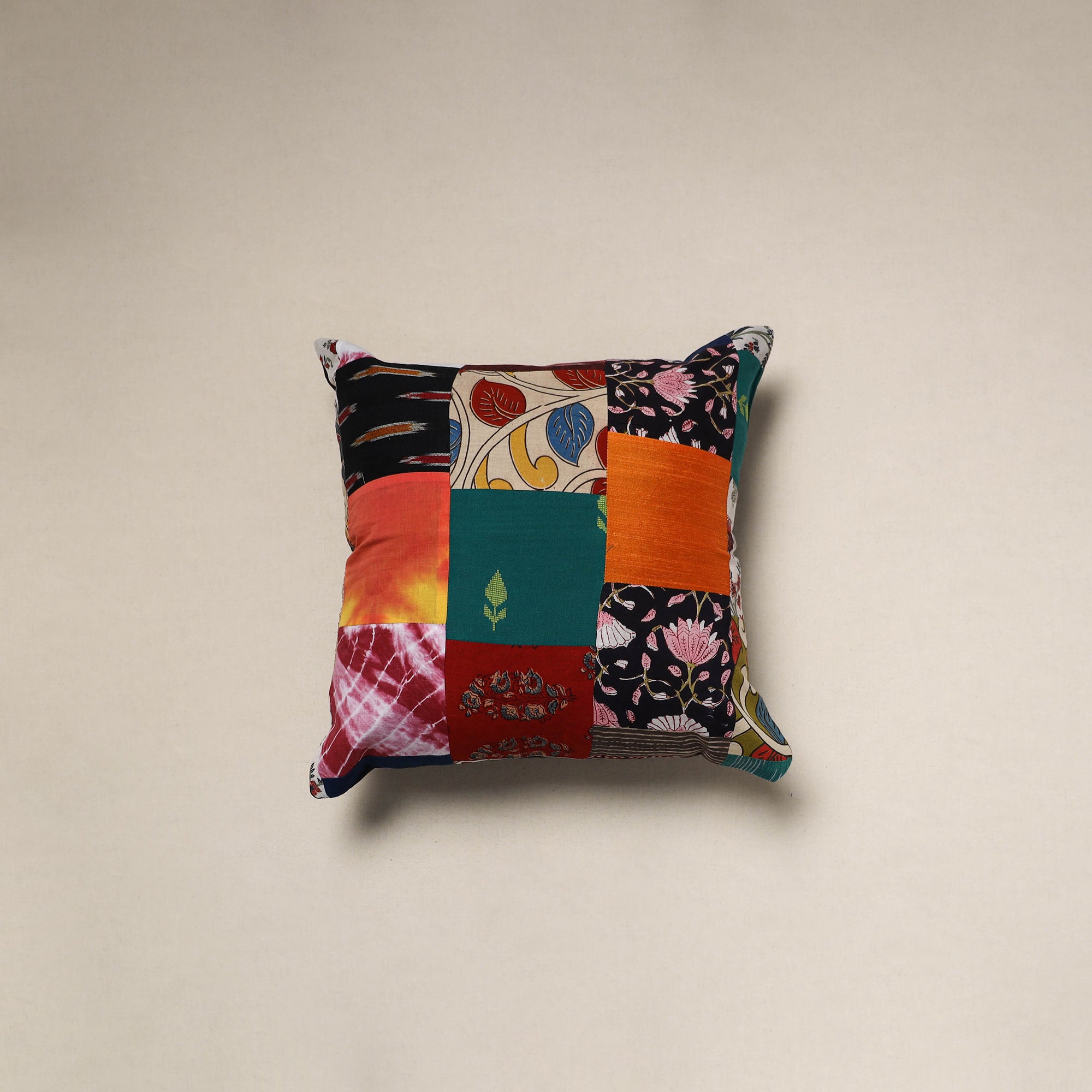 Multicolor - handcrafted cotton patchwork cushion cover 81