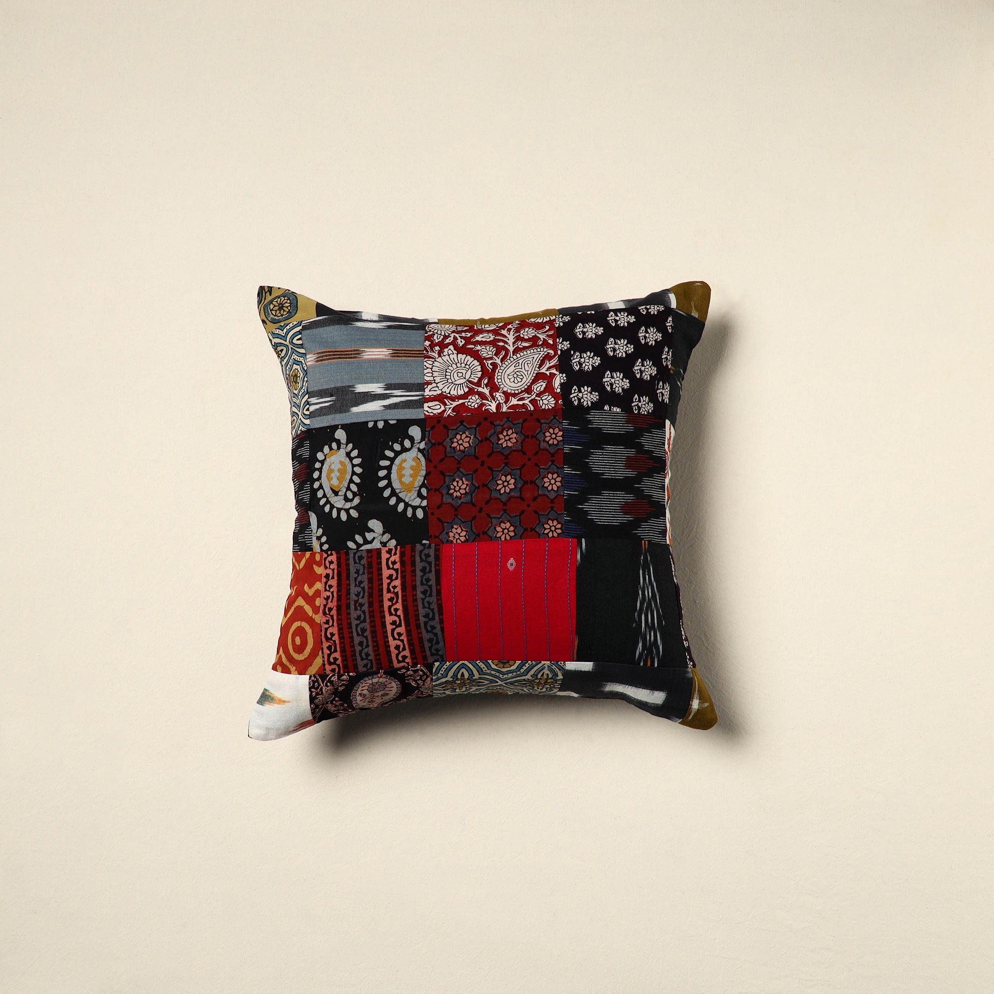 Multicolor Handcrafted Cotton Patchwork Cushion Cover