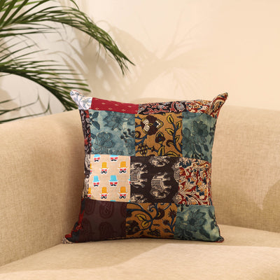 Buy Multicolor Handcrafted Cotton Patchwork Cushion Cover
