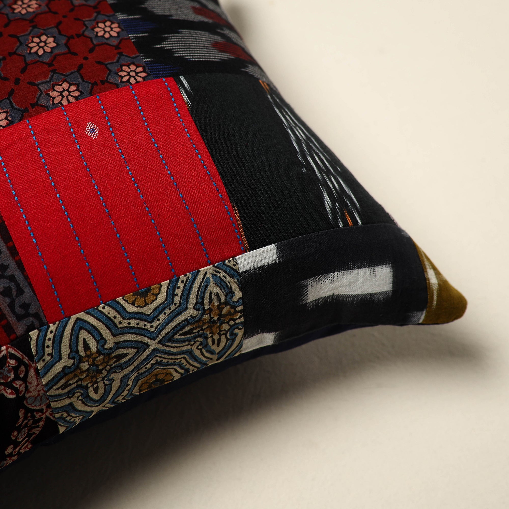 Multicolor Handcrafted Cotton Patchwork Cushion Cover