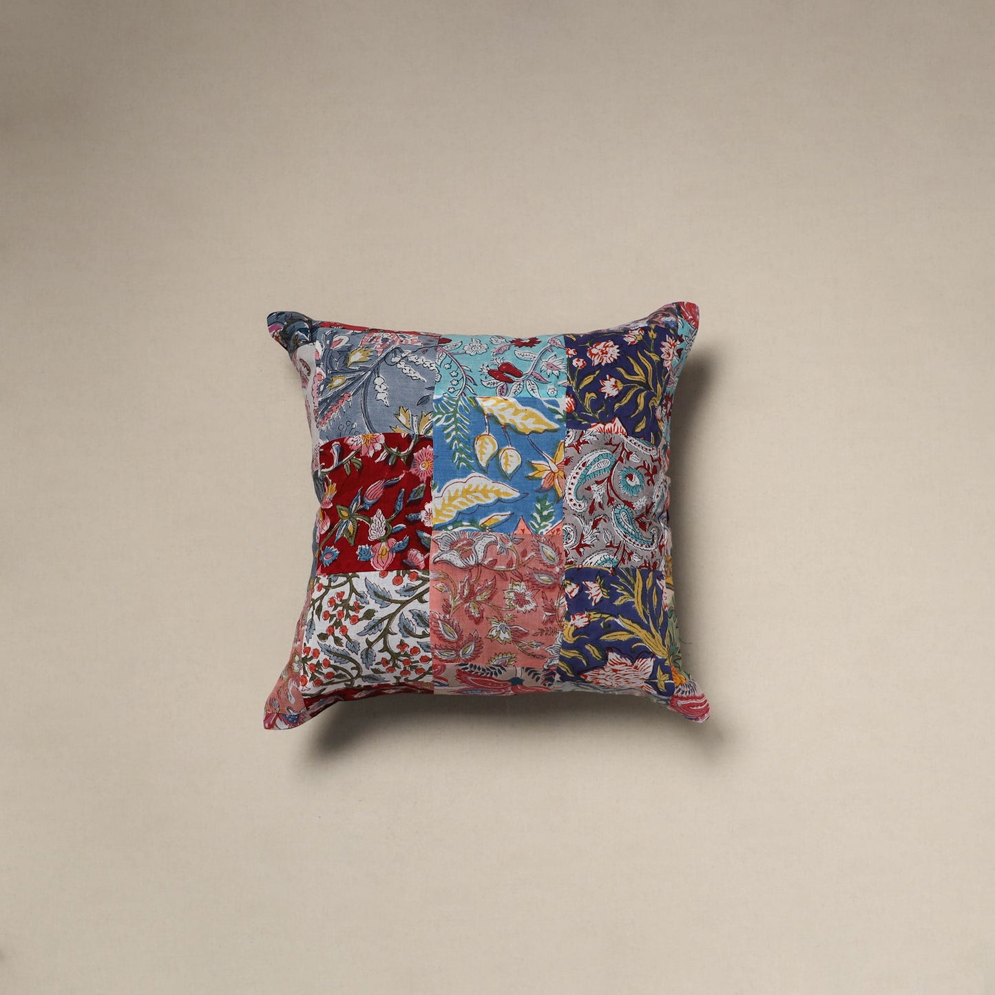 Multicolor - handcrafted cotton patchwork cushion cover 82